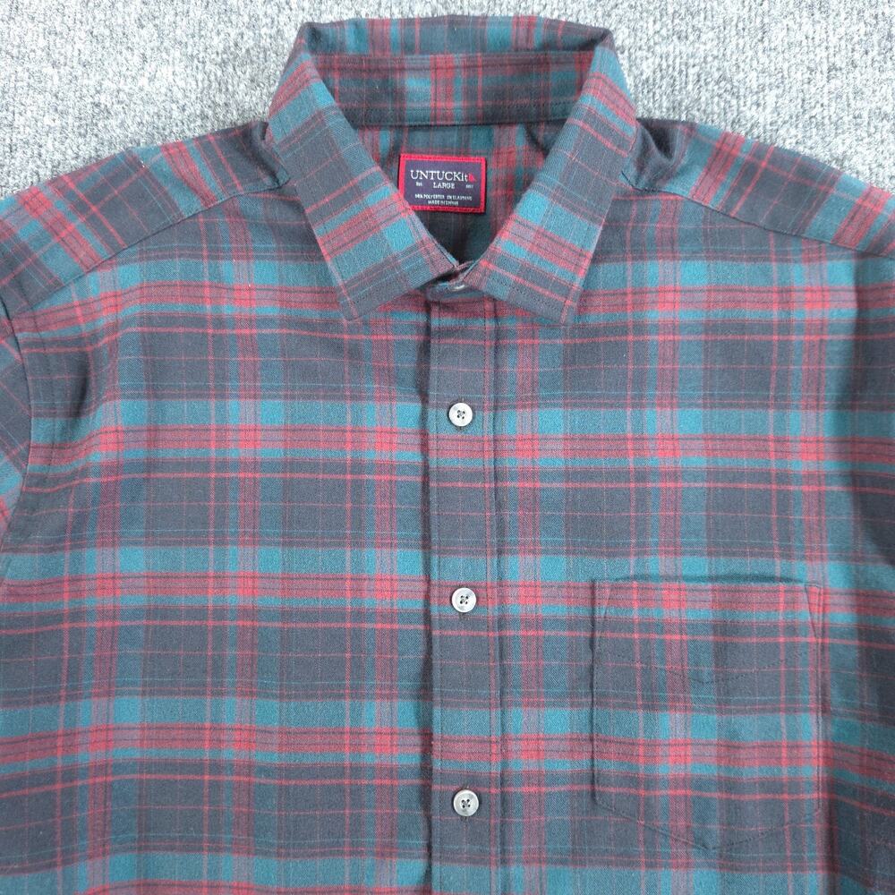 Untuckit Flannel Shirt Men Large Multicolor Long Sleeve Button Up Plaid Zardetto